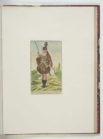 Costume d'un très R.P. Capucin de l'armée des croisés Belgique, tel qu'il s'est trouvé à la Bataille de Falmagne, le 28 septembre 1790, image 1/1