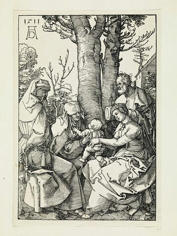 La Sainte Famille avec Joachim et sainte Anne sous un arbre