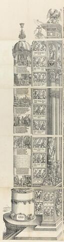 Arc de triomphe de Maximilien Ier : Scènes de la tour de gauche, des souverains et suite de la colonne gauche, image 2/3