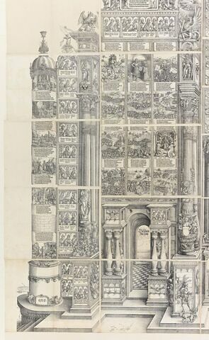 Arc de triomphe de Maximilien Ier : Scènes de la tour de gauche, des souverains et suite de la colonne gauche, image 3/3