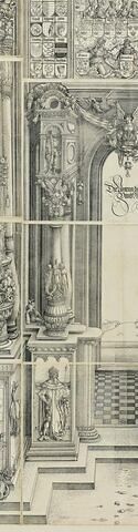 L'arc de triomphe de Maximilien : piédestaux gauche et droit de la porte principale de l'Honneur et du Pouvoir, image 2/4