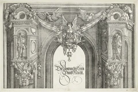 L'arc de triomphe de Maximilien : partie supérieure de l'arc central de la porte principale de l'Honneur et du Pouvoir