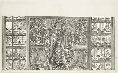 L'arc de triomphe de Maximilien : armoiries et partie supérieure de l'arbre généalogique, image 1/3