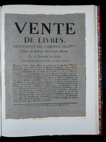 Vente de livres provenant du Cabinet du G.en***