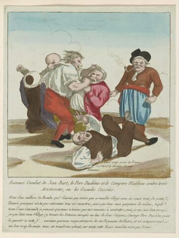 Fameux combat de Jean-Bart, le père Duchêne et le compère Matthieu contre trois Aristocrates; ou les Gueules Cassées, image 1/1