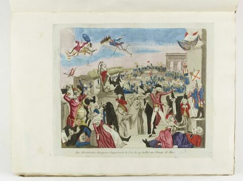 Les Aristocrates desesperés d'appercevoir la Fete du 14 Juillet a Champ de Mars., image 1/1