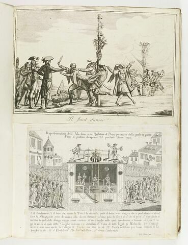 Rapresentazione della Machina o sia Quilotina di Parigi per mezzo della quale in quarto / d'ora si possano decapitare 25 persone Anno 1793, image 2/2