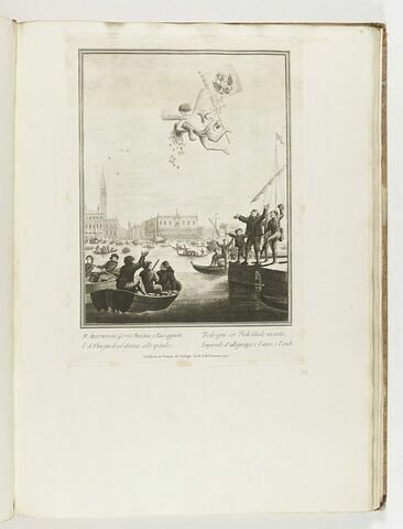 D'Austria il Genio Dovizia, e Pace apporta, / E di Vinegia il vol drizza alle sponde ; / Vede ogni cor Felicitade insorta, / Empiendo d'allegrezza ; e l'aure, e l'onde., image 1/1