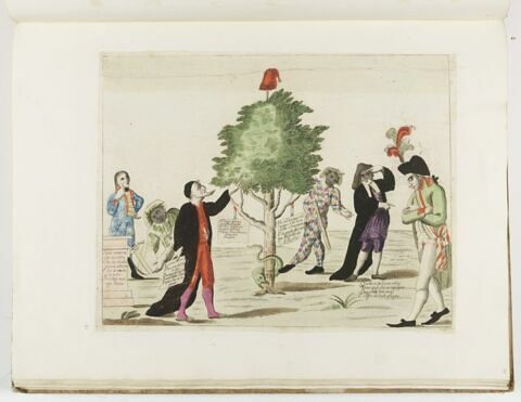 Scène allégorique autour d'un arbre qui porte au sommet un bonnet phrygien, image 1/1