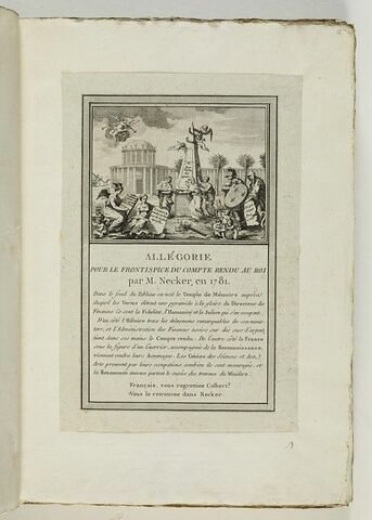 Allégorie / pour le frontispice du comte rendu au Roi / par M. Necker, en 1781., image 1/1