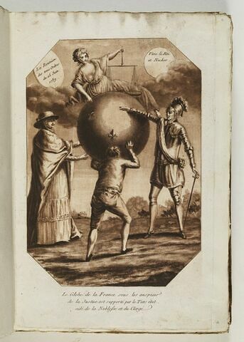 Le Globe de la France sous les auspices / de la Justice est supporté par le Tiers état, / aidé de la Noblesse et du Clergé, image 1/1