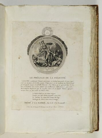 Le présage de la Félicité / Louis XVI conduit par l'Amour patriotique, et foulant aux pieds le Luxe [...], image 1/1