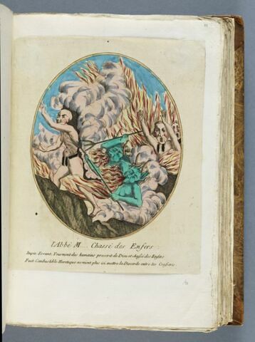 L'Abbé M...Chassé des Enfers. / Impie Errant, Tourment des humains proscrit de Dieu et chassé des Enfers / Fuit Combustibile Heretique ne vient plus ici mettre la Discorde entre tes Confreres., image 1/1
