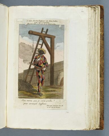 [Avi]s aux Pertubateurs du bon Ordre. / par feu Bordier / Mort en l'Air à Rouen le 21 Aoûst 1789. / Vous verrez que je serai pendu / pour arranger l'affaire. / Nuit aux Aventures Act III / Se. IX role de Frontin.