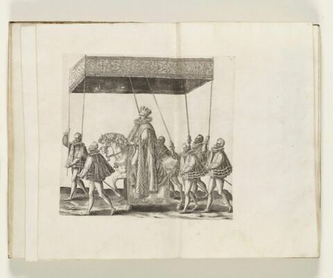 Planche V. François d'Alençon portant la couronne à cheval