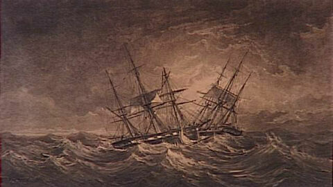Sauvetage de 15 hommes de l'équipage du navire Jea-Baptiste par le capitaine H. Broutelle commandant le navire Léonie de Nantes, 18 mars 1867