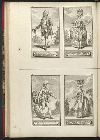 Bourgeois aisé mis élégamment avec un habit de soie uni et une veste brodée, une épée à la financiere. / Jeune Dame vêtue en Bourgeoise ayant une robe garnie à la mode et deux montres, coeffée d'un nouveau pouf, image 1/1