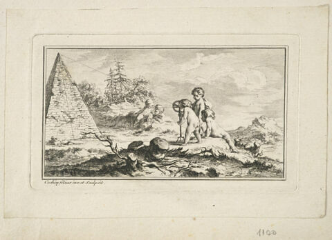 Vignette-bandeau représentant des enfants géomètre qui mesurent la hauteur d'une pyramide, image 1/1