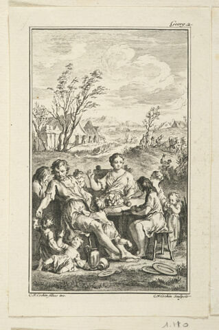 Estampe illustrant Les œuvres de Virgile traduites en françois, image 1/2