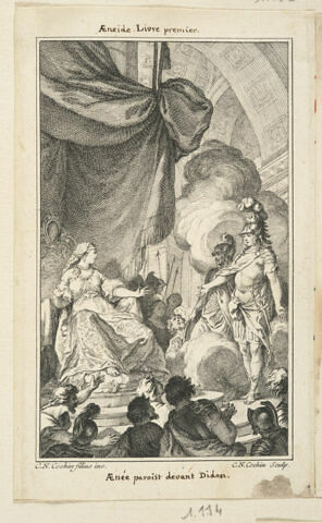 Estampe illustrant Les œuvres de Virgile traduites en françois, l'Enéide livre 1.