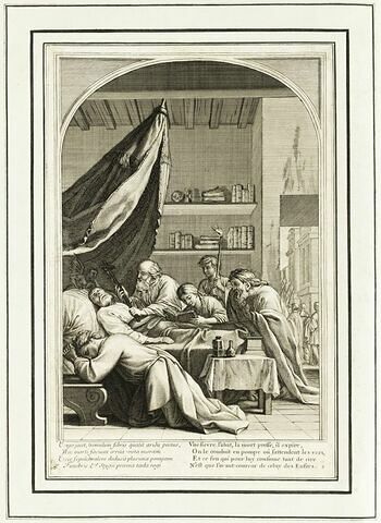 La vie de Saint Bruno, fondateur de l'ordre des Chartreux : La mort de Raymond Diocrès (planche numérotée 2)