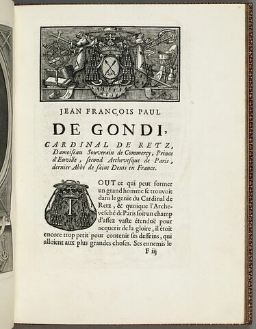 Tête de chapitre sur la biographie de Jean François Paul de Gondi, image 1/1