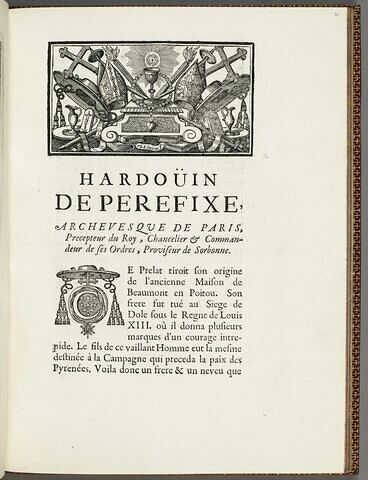 Tête de chapitre sur la biographie de Hardouin de Péréfixe, image 1/1
