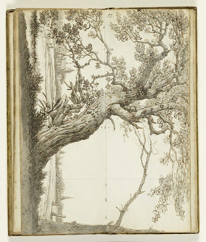 Paysage avec des arbres au premier plan et au loin les églises d'Oegstgeest, Valkenburg et Rijnsburg, image 2/2