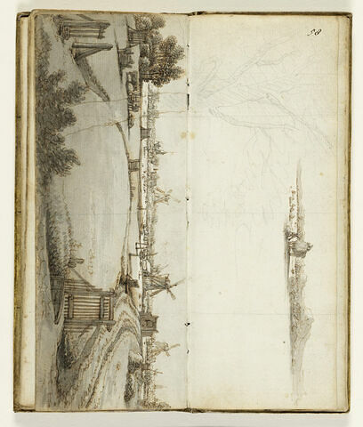 Paysage avec barrières, vaches, mâchoires de baleine, moulins et églises, image 2/2