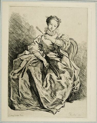 Jeune femme assise vêtue à l'Espagnole, image 1/1