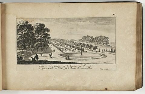 Vue et Perspective de la Cascade de Frémont, à quatre lieues de Paris sur le chemin de Fontainebleau., image 1/1