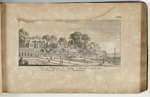 Vue et Perspective du Château de Frémont à quatre lieues de Paris qur le chemin de Fontainebleau, image 1/1