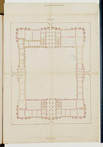 Projet pour le Louvre. Plan du rez-de-chaussée pour les bâtiments de la Cour Carrée, 1664