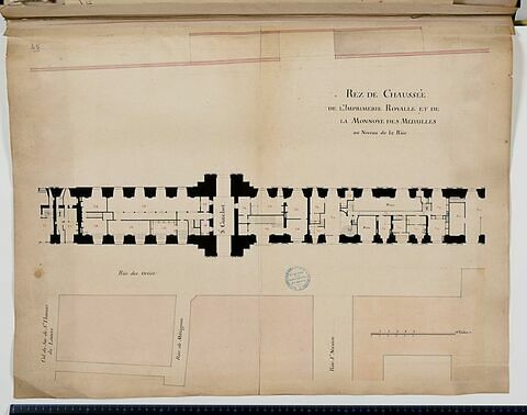 Plan du rez-de-chaussée de l'imprimerie royale et de la Monnaie des Médailles au Louvre