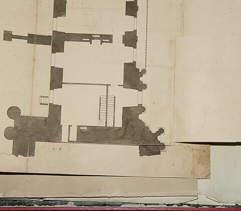 Plan du rez-de-chaussée des étages (du rez-de-chaussée à l'attique) de la partie ouest de l'aile sud de la Cour Carrée du Louvre, 1740