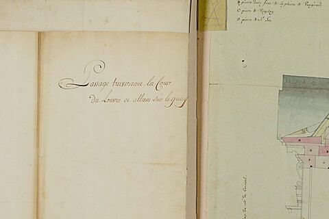Schéma d'élévation d'un passage entre le quai et la cour du Louvre, image 3/3
