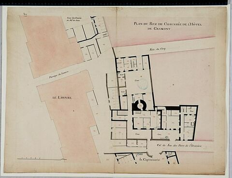 Plan du rez-de-chaussée de l'Hôtel Gramont, image 1/1
