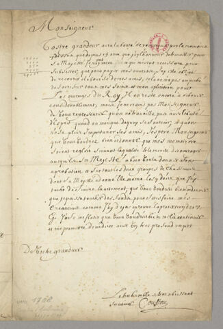 Mémoire de Guillaume Coustou sur le réglement des ouvrages de sculpture faits aux Invalides, à Versailles et à Marly, image 2/4