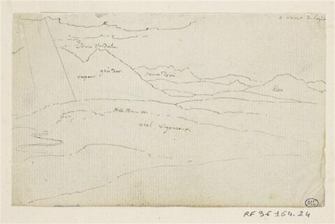 Croquis d'un paysage montagneux et annotations de couleur, image 1/2