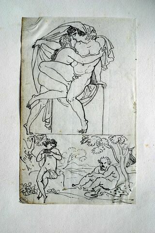 Couple de figures nues enlacées et Bacchus et Silène dans un paysage, image 3/3