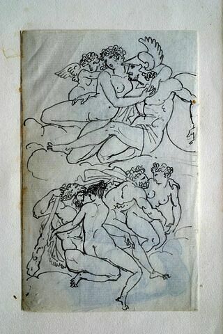 Trois groupes de divinités nues, enlacées : Mars, Vénus et Cupidon ; Hercule et Iole ; Héra et Ixion, image 2/2