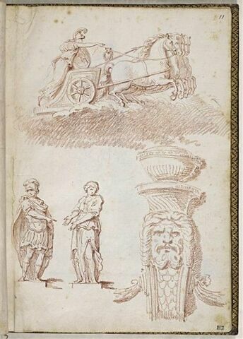 Copie d'après une coupe d'argent représentant Athéna conduisant un quadrige, statues antiques, élément décoratif, image 1/1