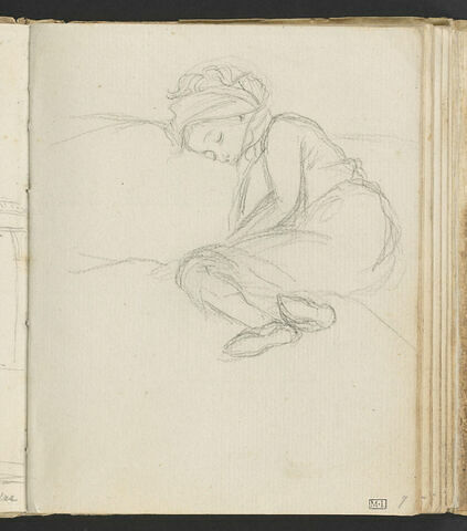 Jeune fille endormie, les jambes pliées, tournée vers la gauche, image 1/3