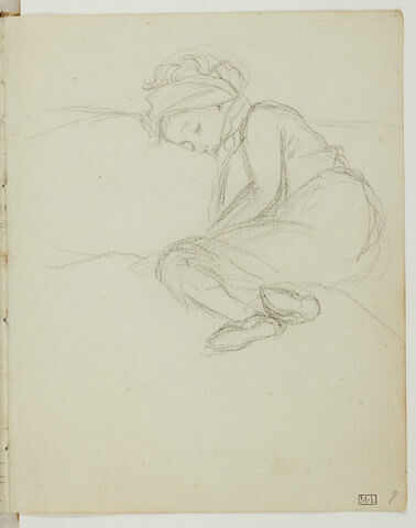 Jeune fille endormie, les jambes pliées, tournée vers la gauche, image 3/3