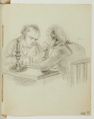 Deux hommes jouant aux échecs à la lumière d'une chandelle, image 3/3