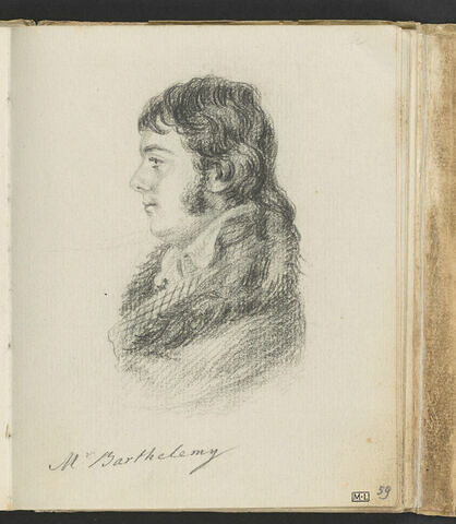 Portrait en buste de M. Barthélémy, de profil vers la gauche, vêtu d'une pelisse