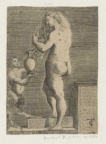 Nymphe se peignant et satyre portant un vase, image 1/1