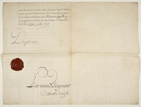 Certificat de logement aux Galeries du Louvre pour Guillaume I Coustou (1677-1746), image 2/3