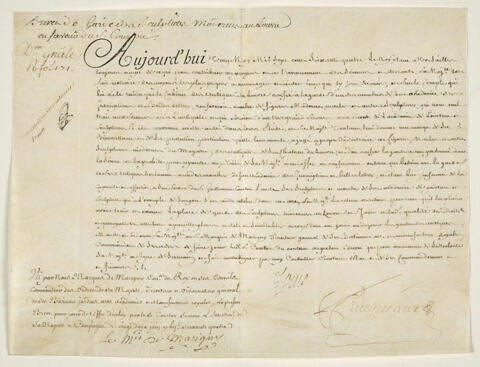 Brevet de garde des sculptures accordé à Guillaume II Coustou (1716-1777)