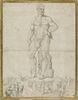 Statue d'Hercule sur un piédestal, personnages la dessinant et  contemplant, image 1/3